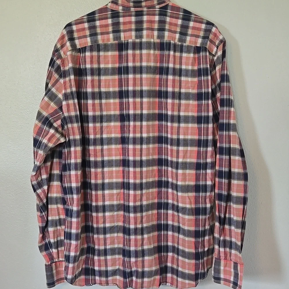 J. Crew Pink And Navy Plaid Button Down Size XL